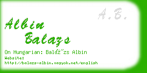 albin balazs business card